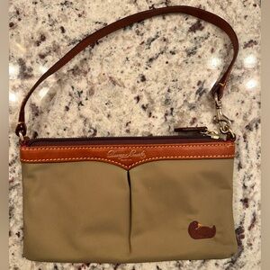 Dooney & Bourke Tan Polyester with Leather Accents Clutch Wristlet Bag